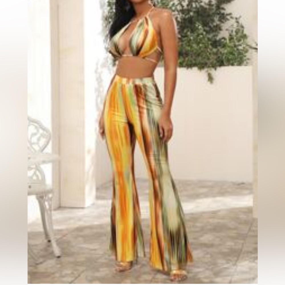 MULTICOLOURED TWO PIECE PANTS SET
